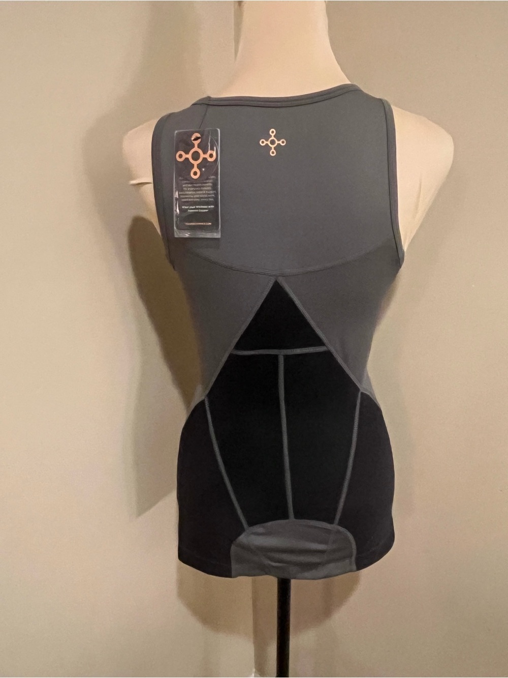 Tommie Copper Gray & Black Low Baxk Support Tank, size Med